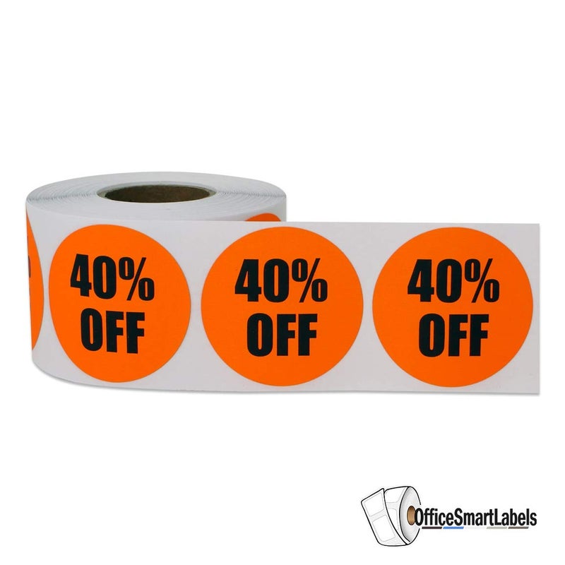 OfficeSmartLabels [1.5 x 1.5 Inch - 300 Total Labels - 1 Roll] Retail 40% Labels, Sale Percent Stickers for Retailers, Merchants, Stores - Image 2